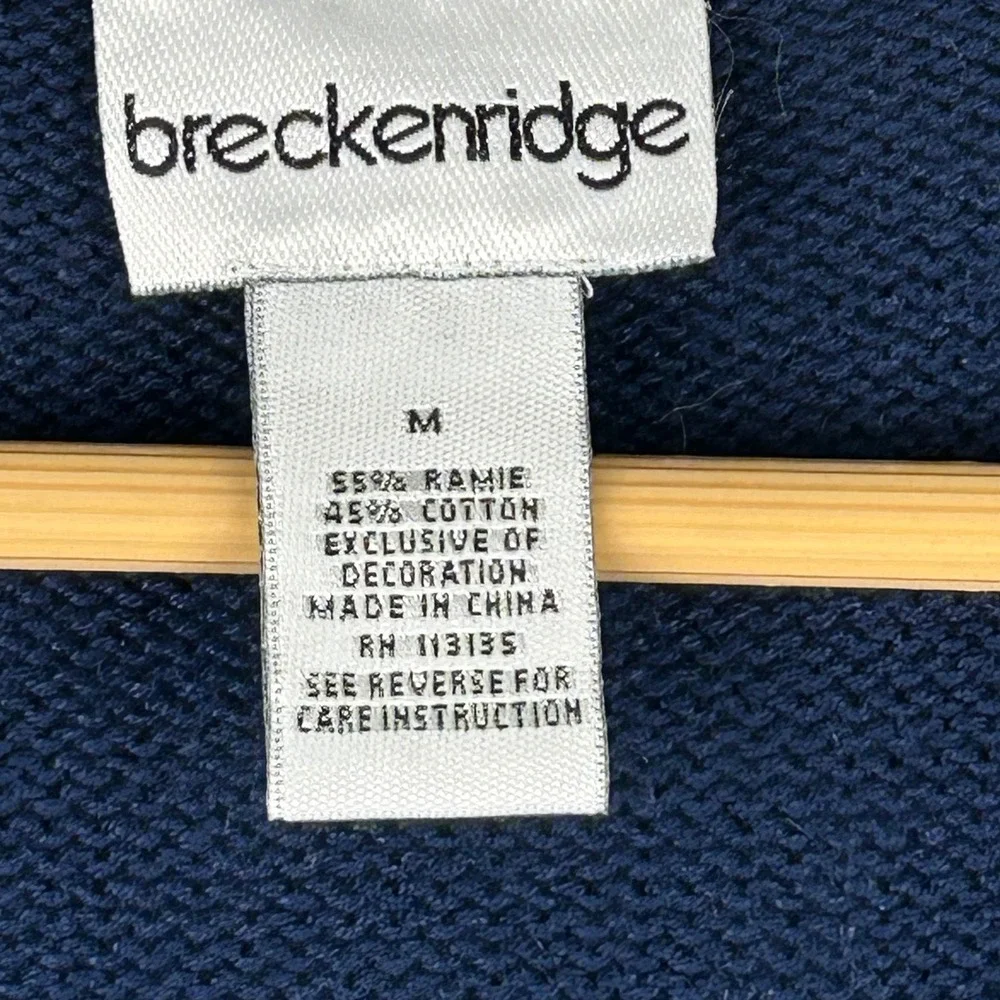 Vintage Breckenridge Navy Blue Snowman‎ Sequin Zip Up Vest Women's Medium